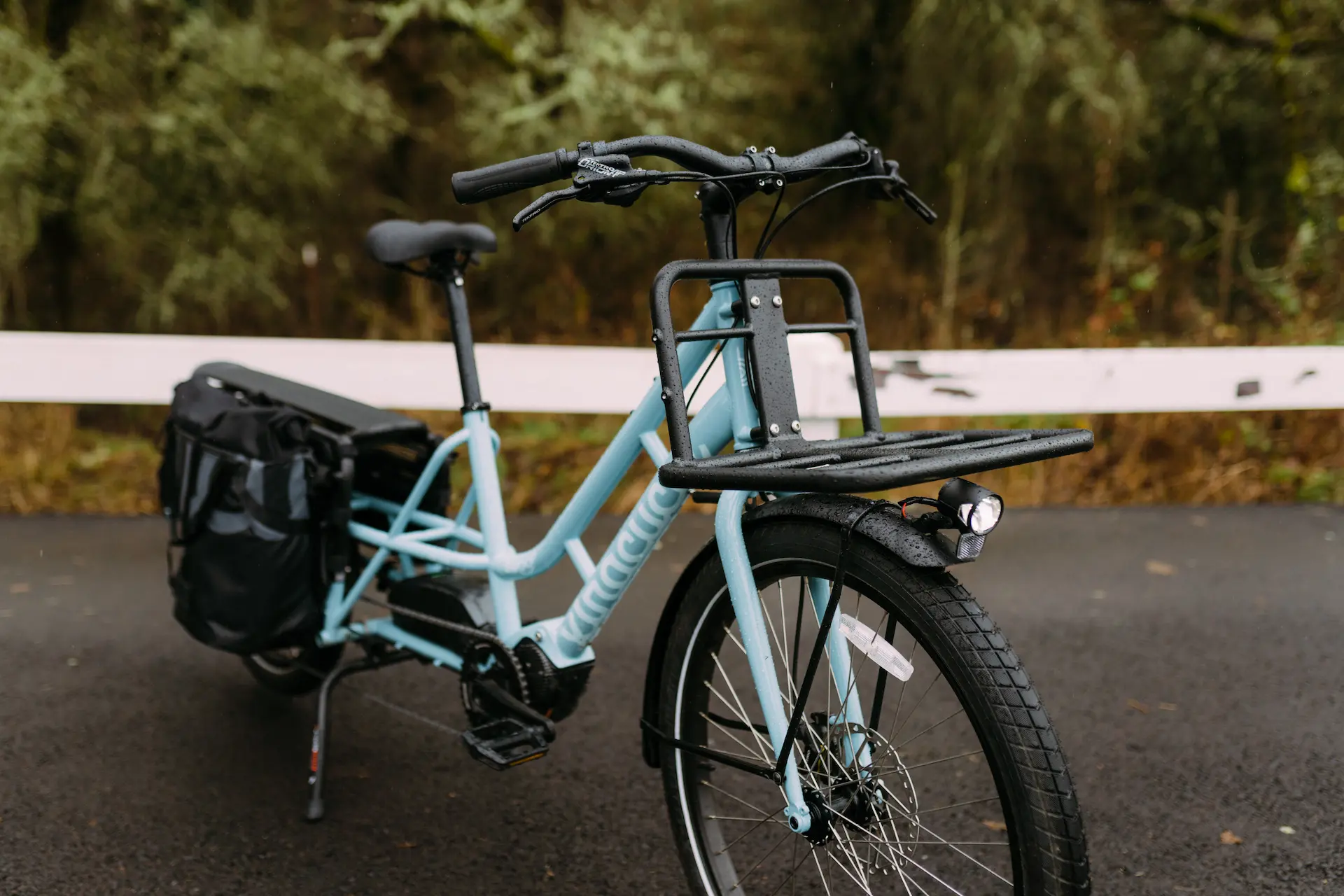 Xtracycle Swoop long-tail electric cargo bike front rack