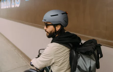 Side profile of a man wearing the Smith Dispatch helmet