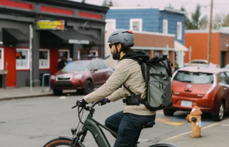 Man riding with the Smith Dispatch helmet
